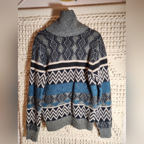 Vintage Gap Geo Fair Isle Wool & Alpaca blend Knitted Shawl Collar Sweater - Picture 8 of 8